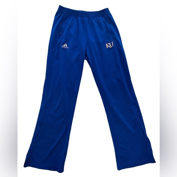 Kansas Jayhawk Adidas Men’s Basketball Warmup Blue Ankle&Hip Zip Inseam 30‎ Sz S - Picture 1 of 7